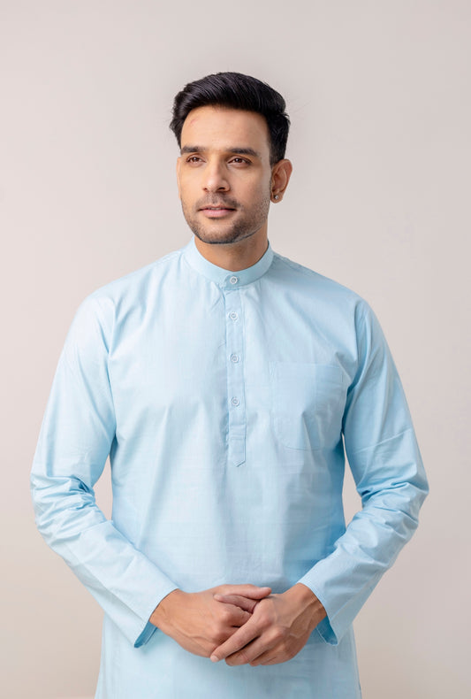 A sky-kissed tone Light Cyan Men's Kurta