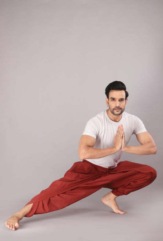 Vibrant Maroon Men's Dhoti Pant β Ideal for Weddings and Festivals