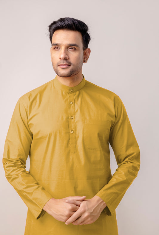 Menβs Kurta in Gold β Solid Color, Premium Look