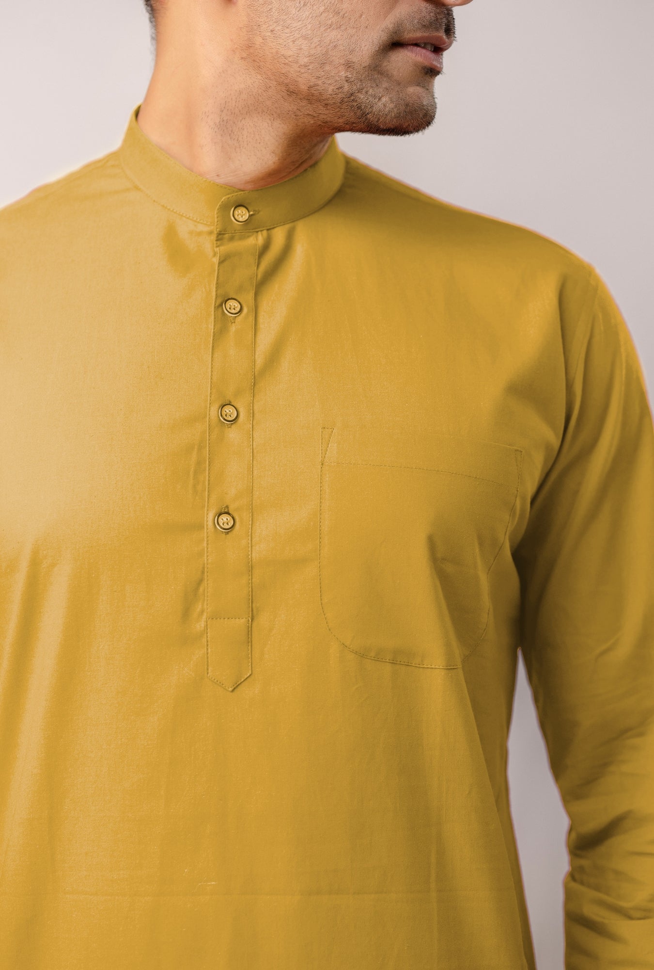 Men’s Kurta in Gold – Solid Color, Premium Look
