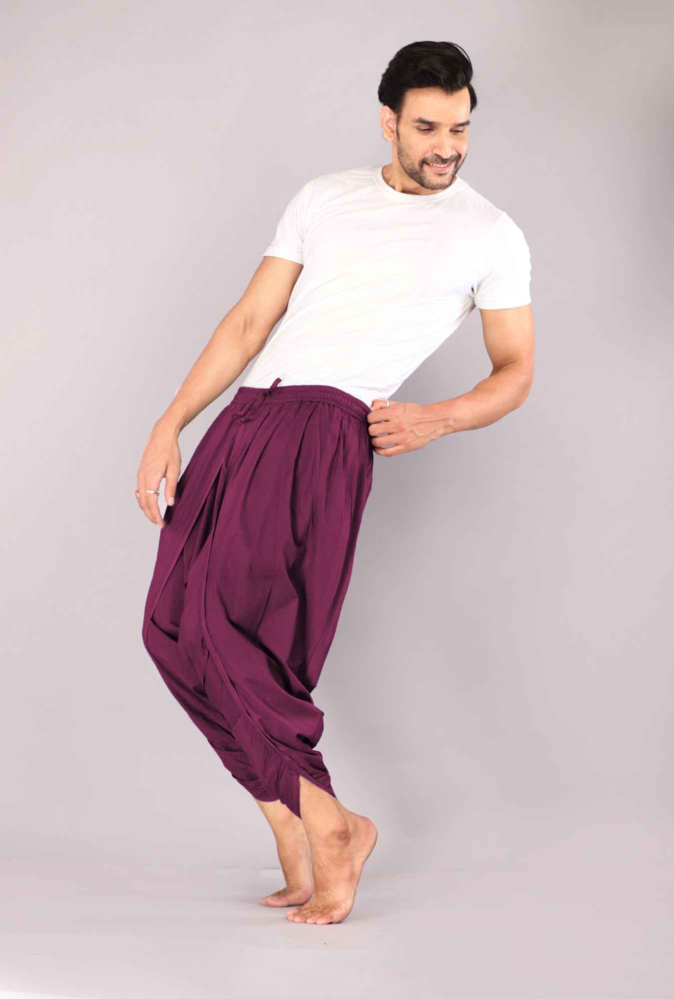 Tyrian Purple Regal Comfort Dhoti Pants