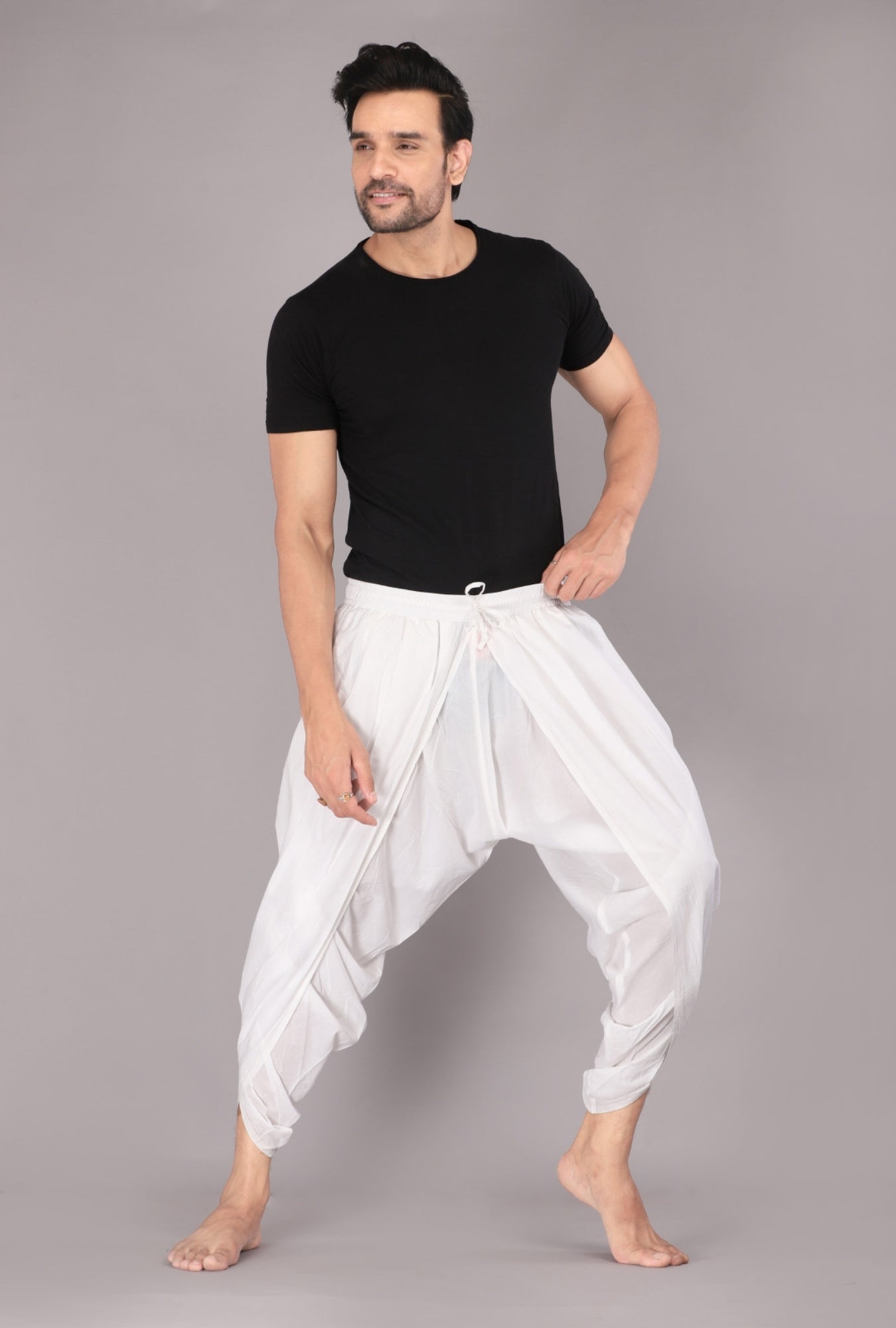 Classic White Men's Dhoti Pant – Traditional Elegance for Every Occasion