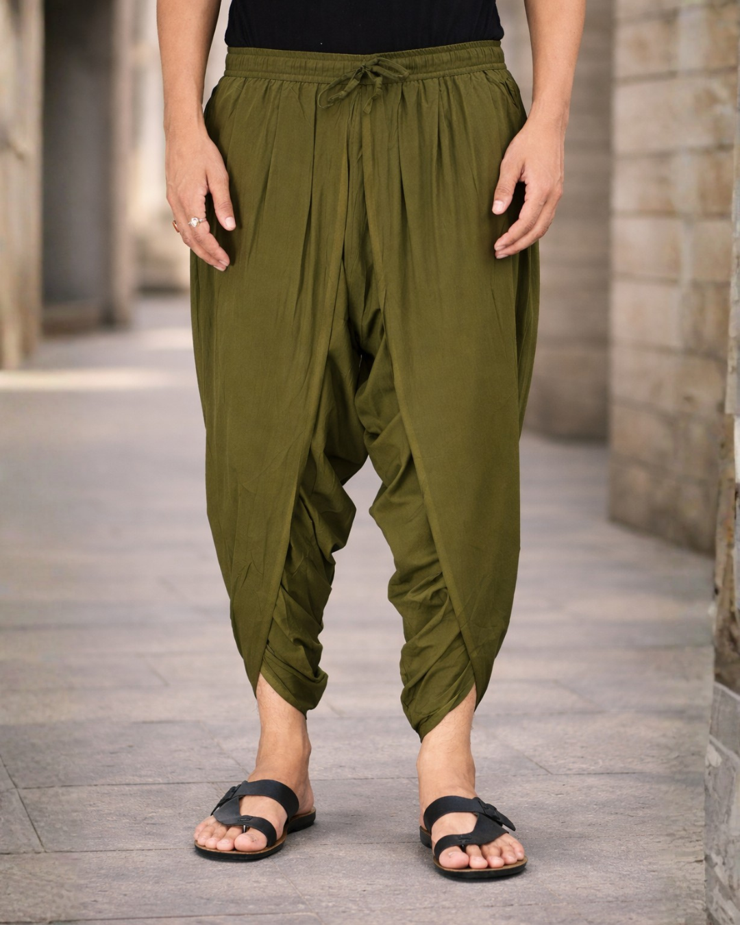 Earthy Mehndi Dhoti Pant For Yoga and Ethnic Wear