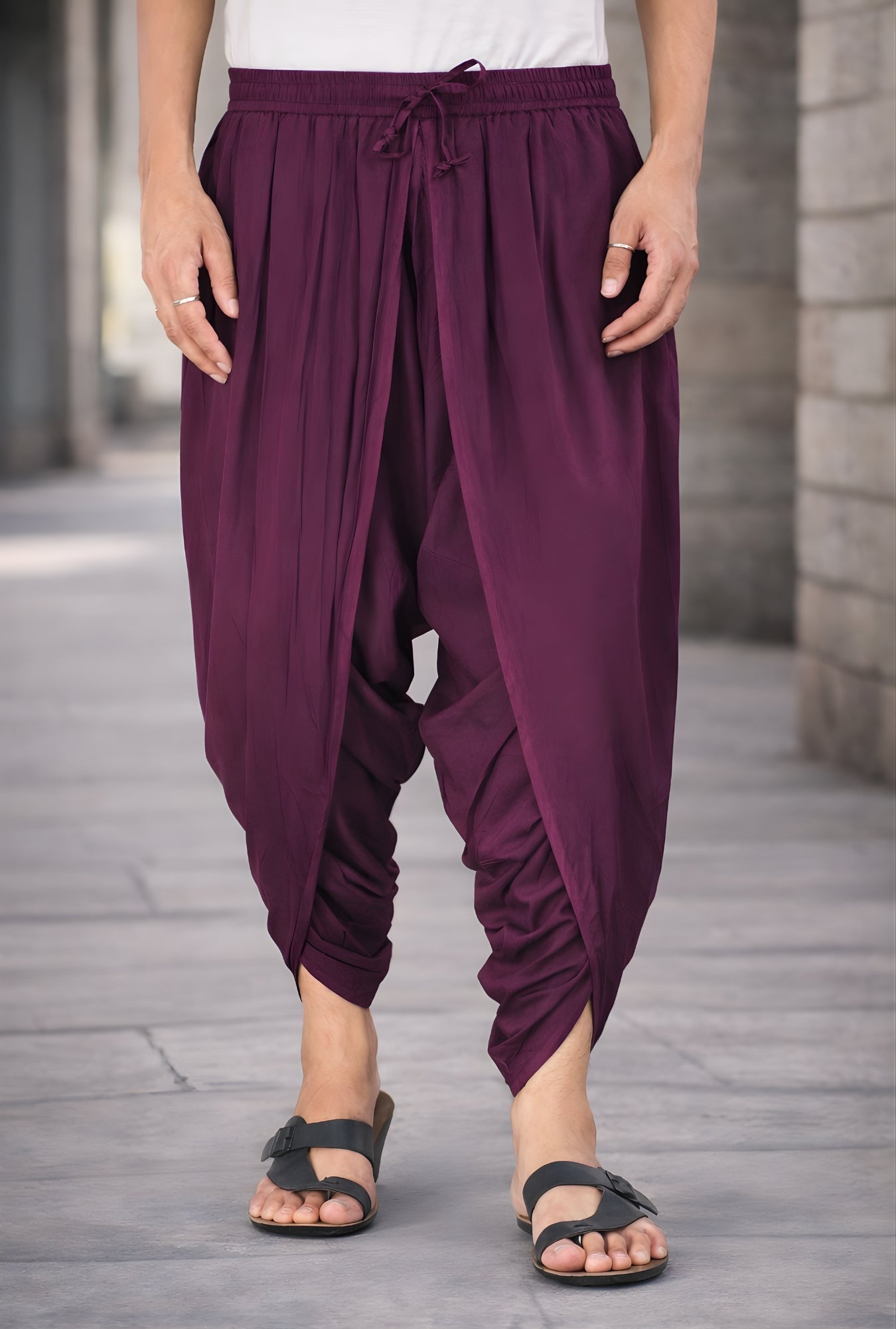 Tyrian Purple Regal Comfort Dhoti Pants