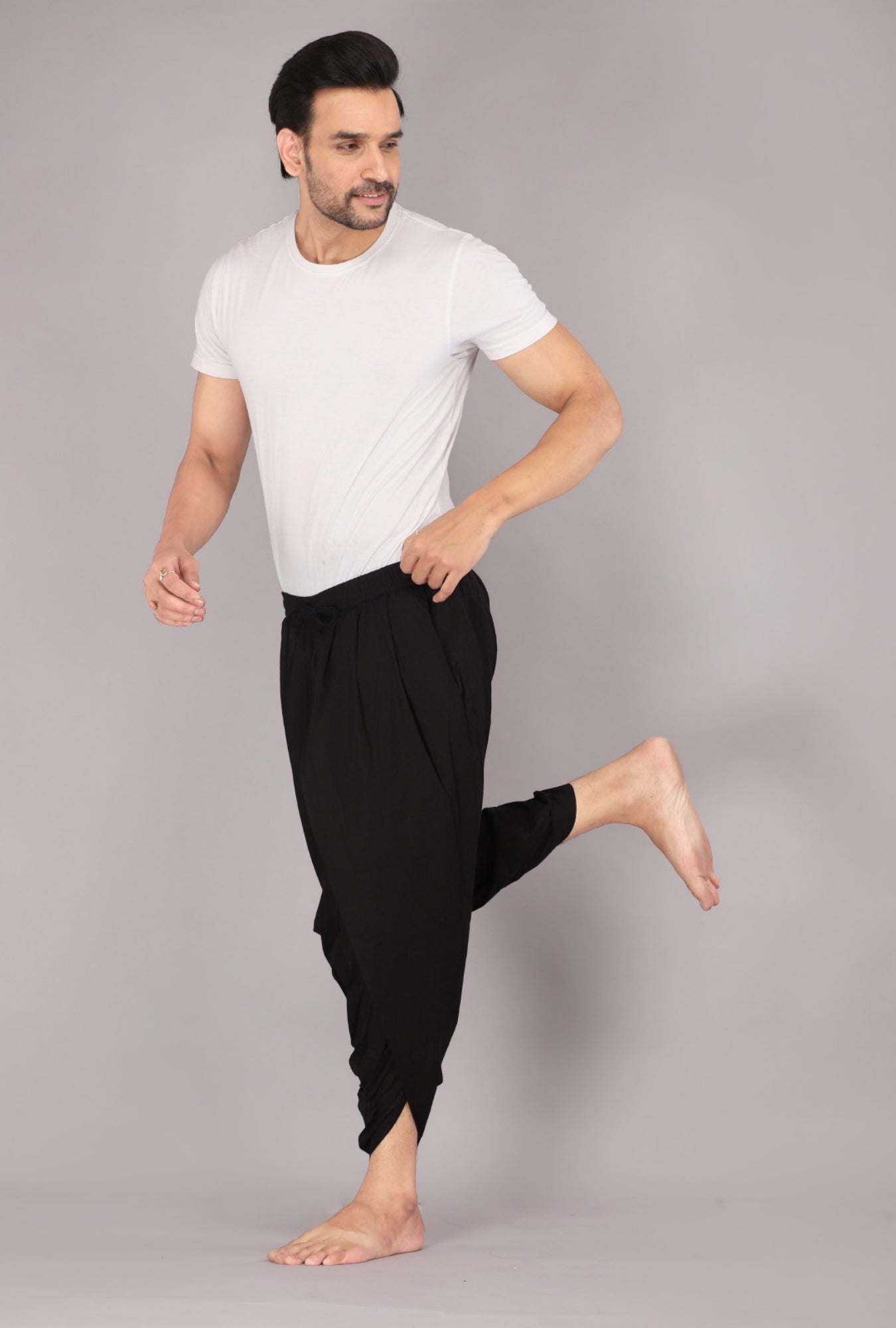 Bold Black Men's Dhoti Pant – Versatile Ethnic and Yoga Wear