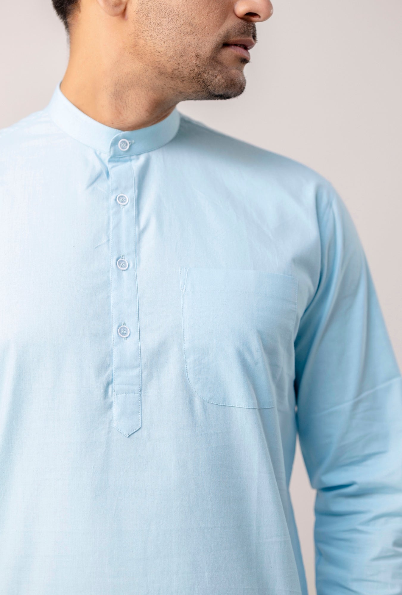 A sky-kissed tone Light Cyan Men's Kurta