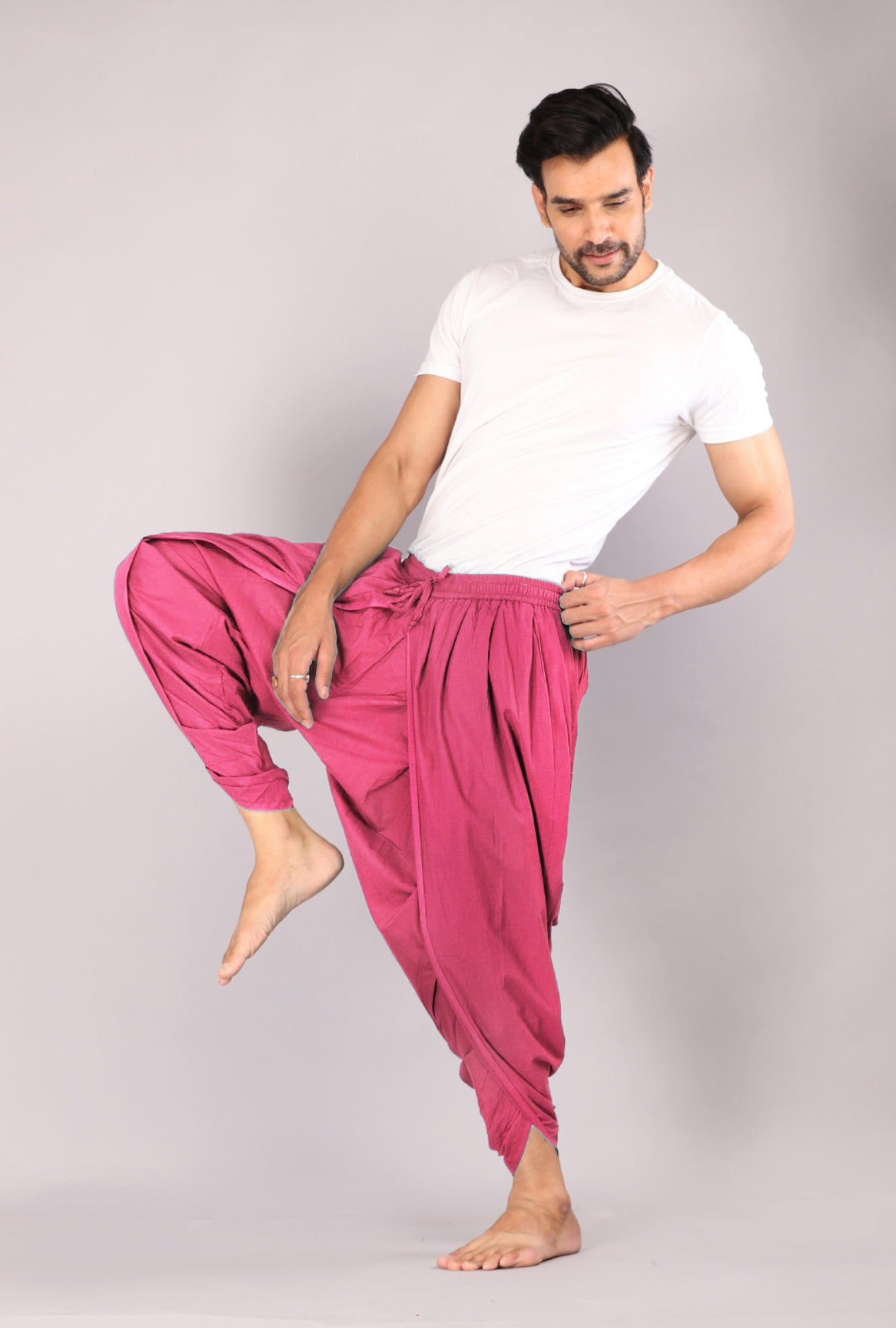 Flamingo Pink Ethnic-Inspired Relaxed Dhoti Pants