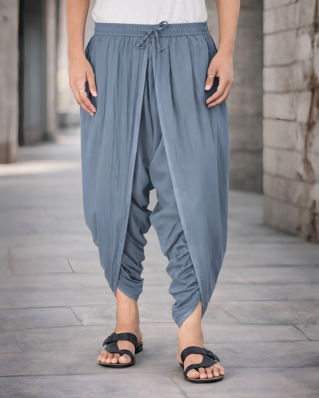 Charcoal Slate Grey Fusion Style Dhoti Trousers