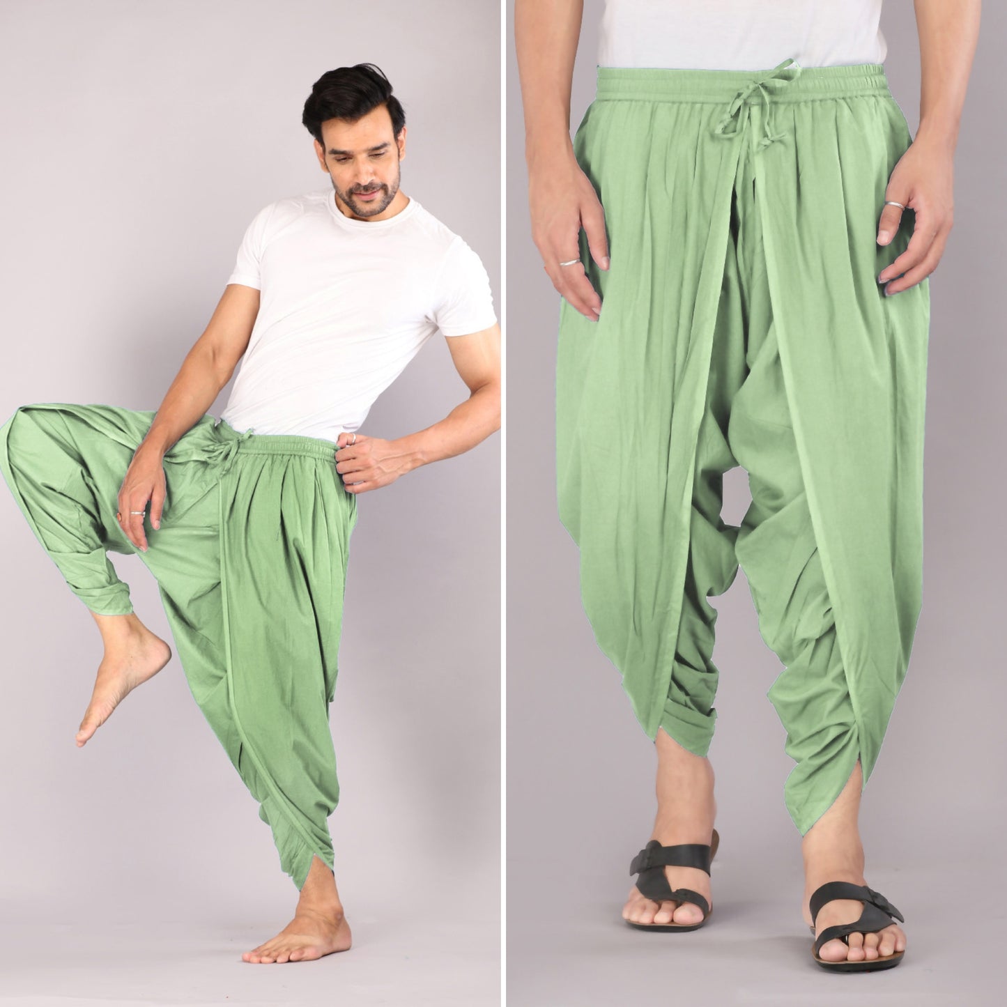 Elegant Tea Green Everyday Comfort Dhoti Pants