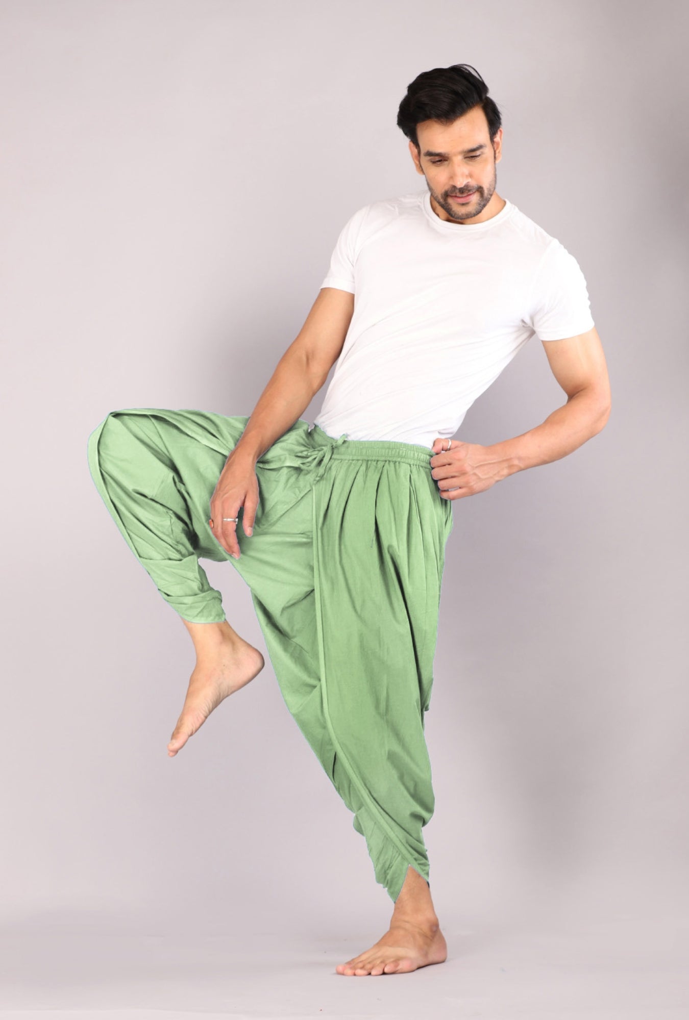 Elegant Tea Green Everyday Comfort Dhoti Pants