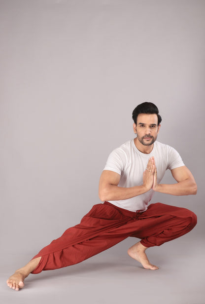 Vibrant Maroon Men's Dhoti Pant – Ideal for Weddings and Festivals