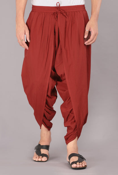 Vibrant Maroon Men's Dhoti Pant – Ideal for Weddings and Festivals