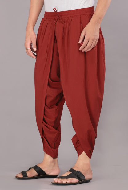 Vibrant Maroon Men's Dhoti Pant – Ideal for Weddings and Festivals