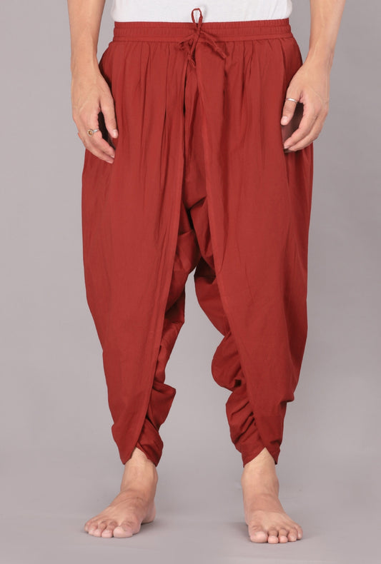 Vibrant Maroon Men's Dhoti Pant – Ideal for Weddings and Festivals