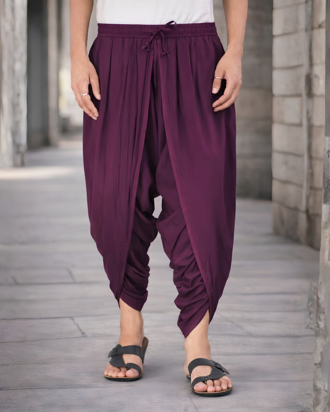 Tyrian Purple Regal Comfort Dhoti Pants