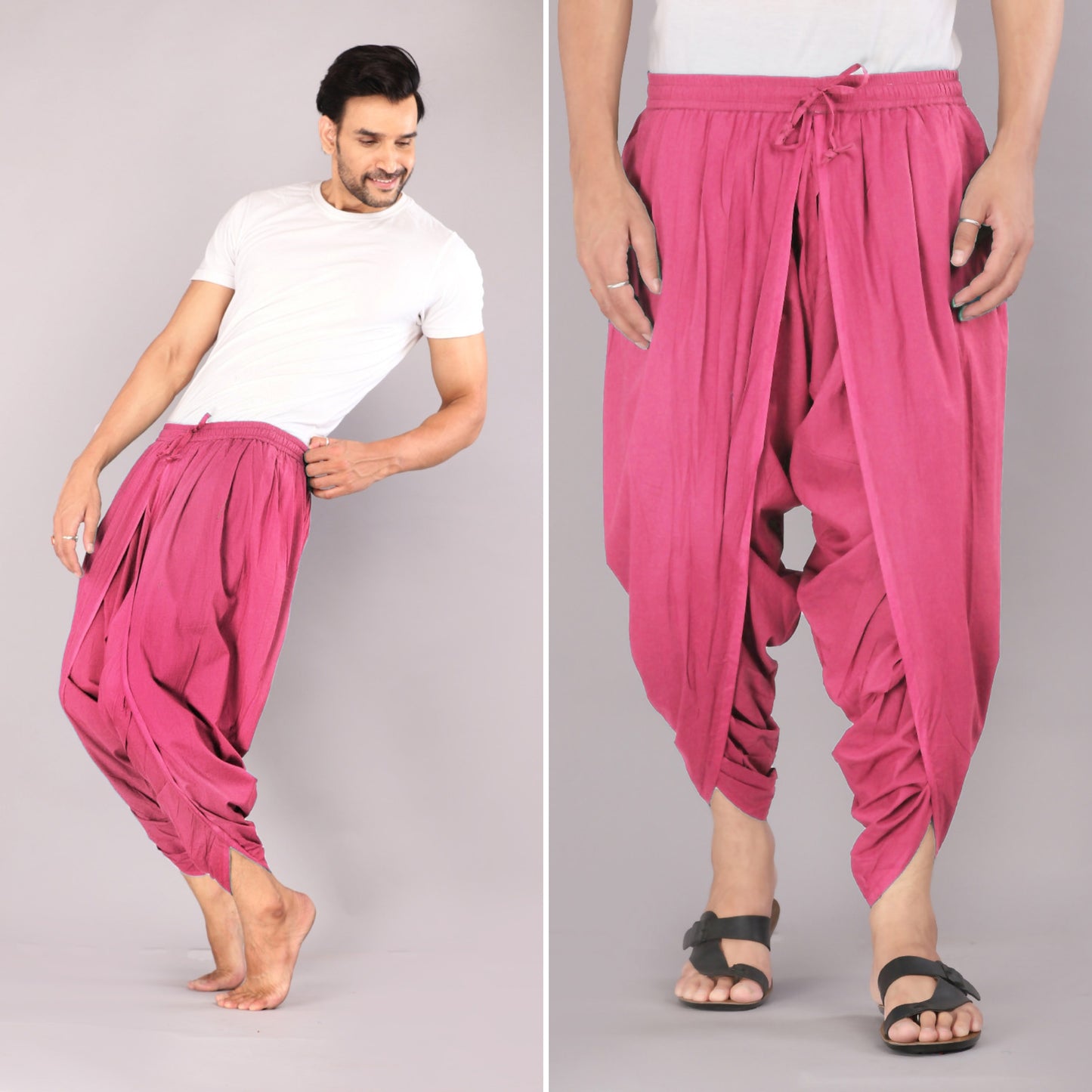 Flamingo Pink Ethnic-Inspired Relaxed Dhoti Pants