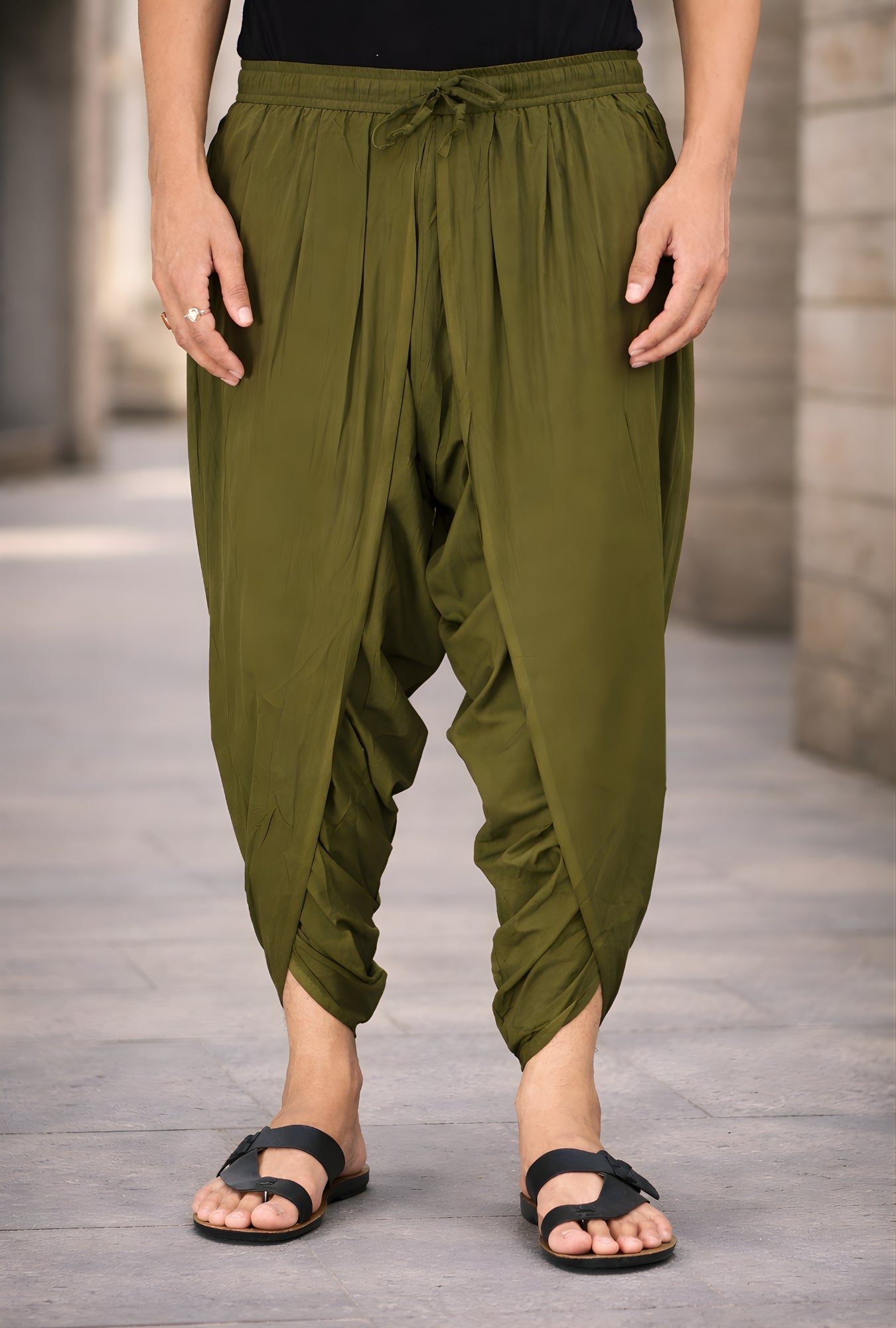 Earthy Mehndi Dhoti Pant For Yoga and Ethnic Wear