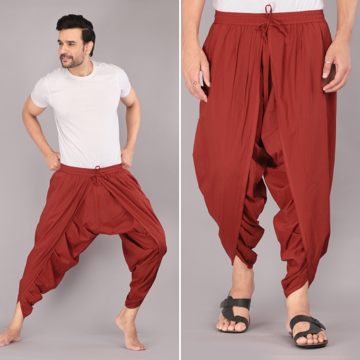 Vibrant Maroon Men's Dhoti Pant – Ideal for Weddings and Festivals