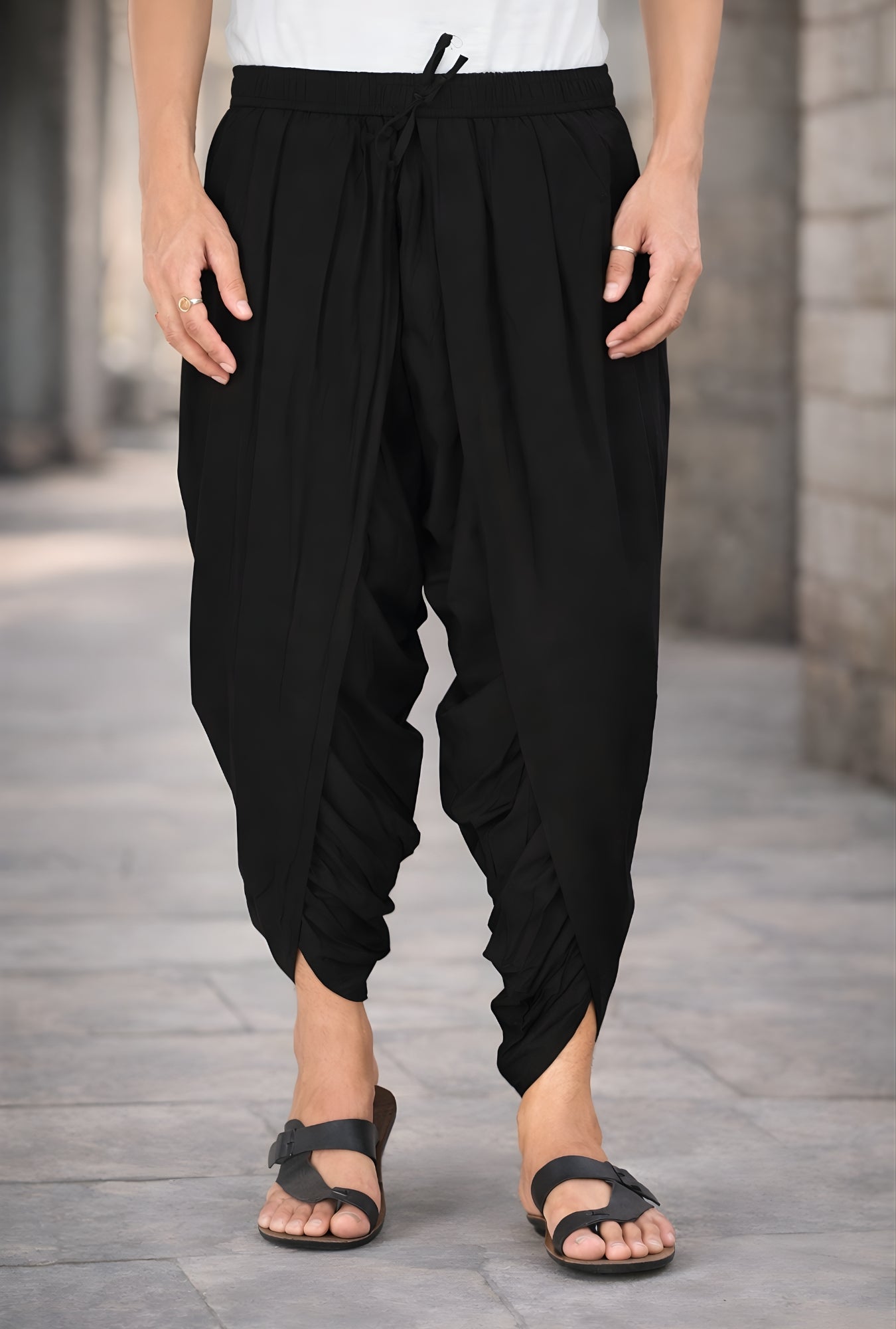Bold Black Dhoti Pant Versatile Ethnic and Yoga Wear