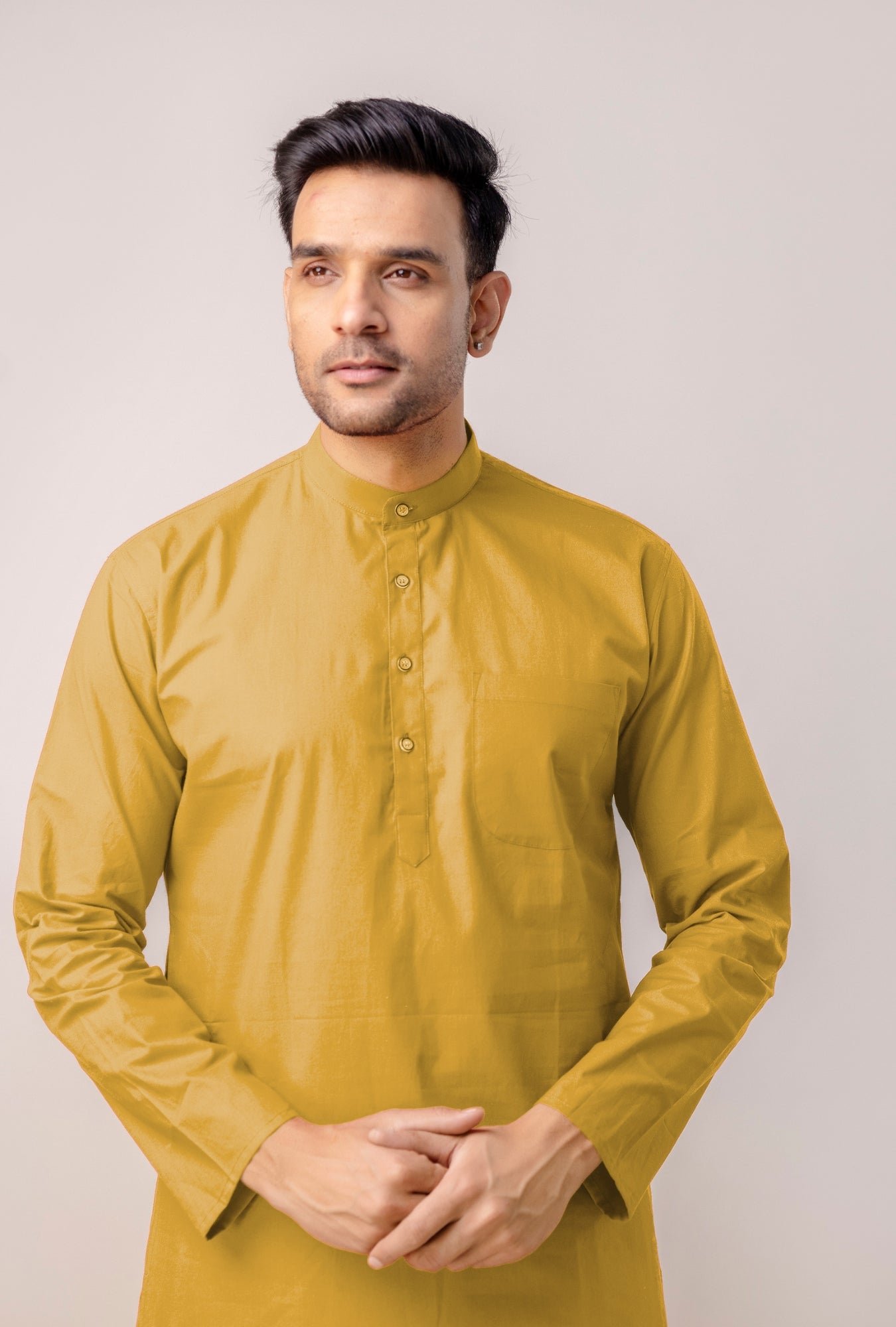 Men’s Kurta in Gold – Solid Color, Premium Look