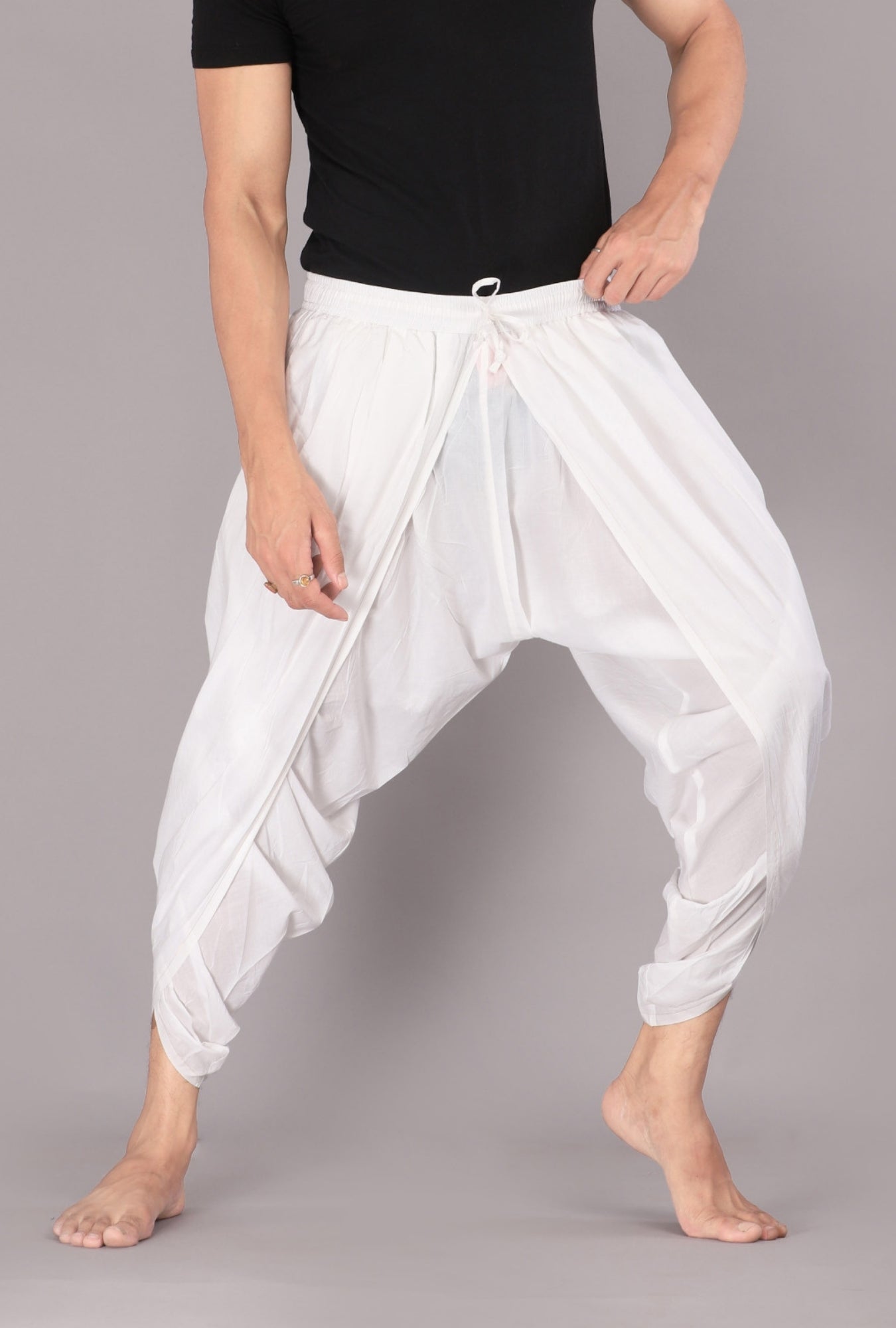 Classic White Men's Dhoti Pant – Traditional Elegance for Every Occasion