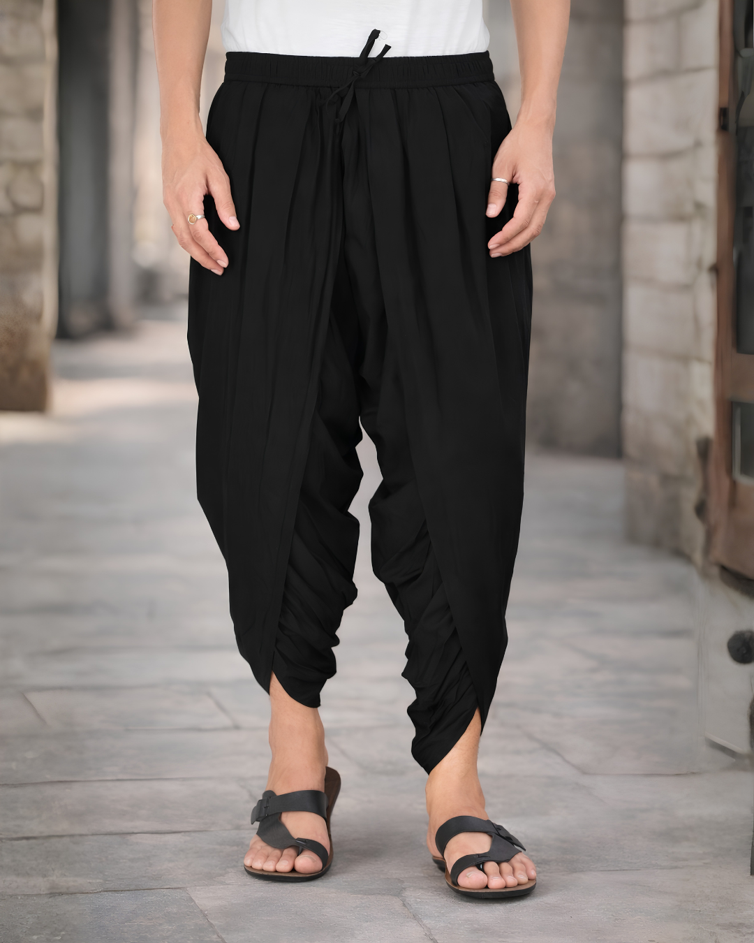 Bold Black Dhoti Pant Versatile Ethnic and Yoga Wear