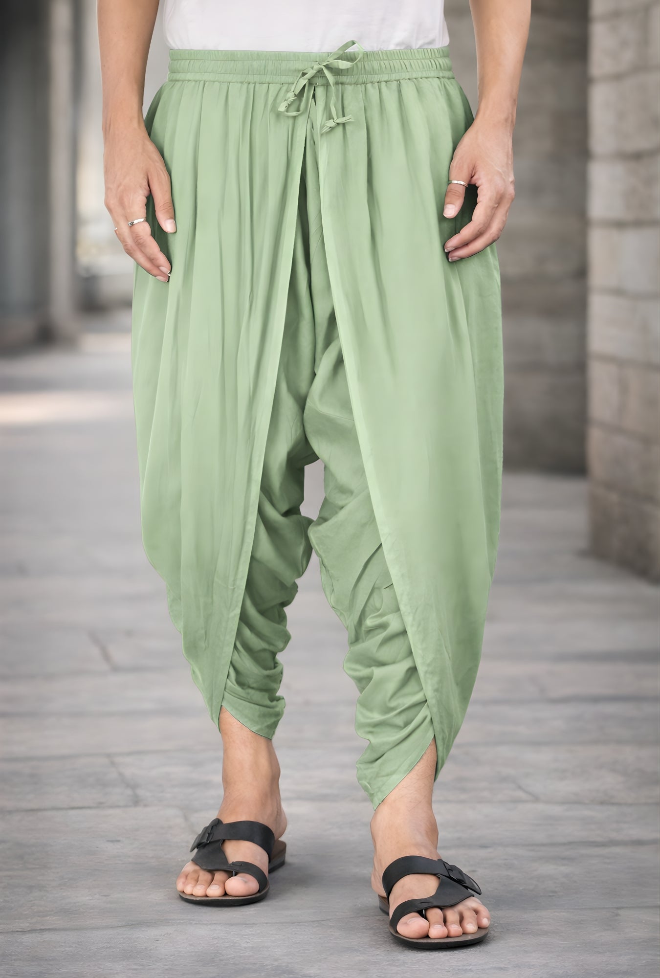 Elegant Tea Green Everyday Comfort Dhoti Pants