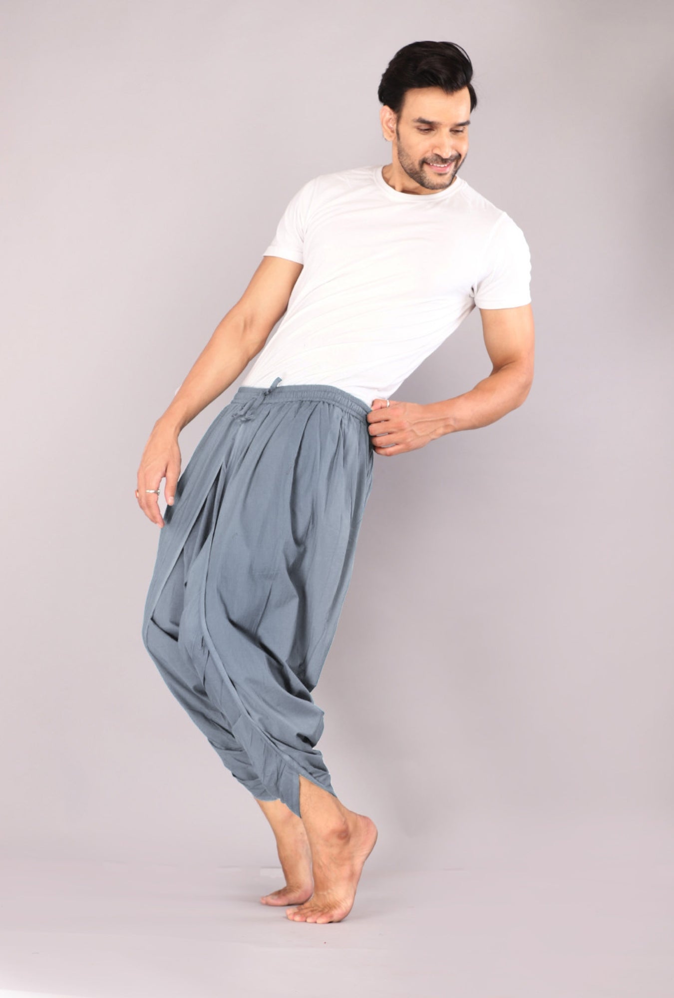 Charcoal Slate Grey Fusion Style Dhoti Trousers